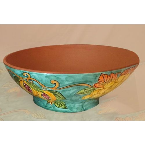 Vase bowl for plants fruit and Copper green background....