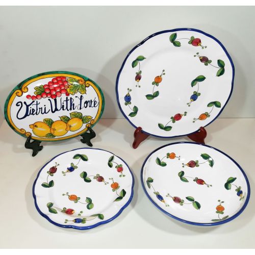 Dishes, Plates handpainted Vietri ceramic bellflowers...