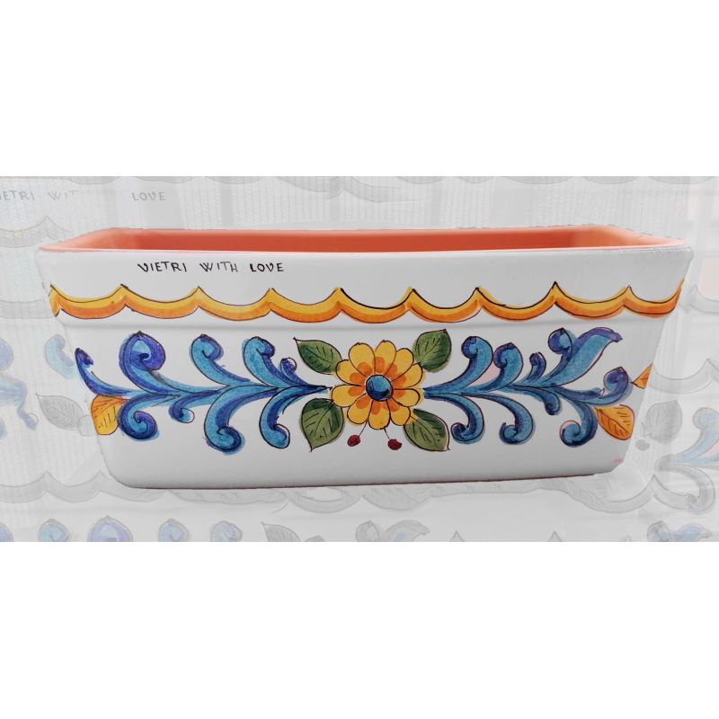 Rectangular Planter. White Base with Blue...