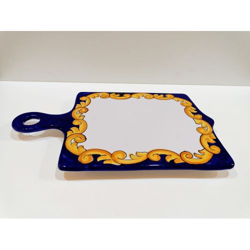 Tabla de cortar barroca con azul. Cerámica Vietri.