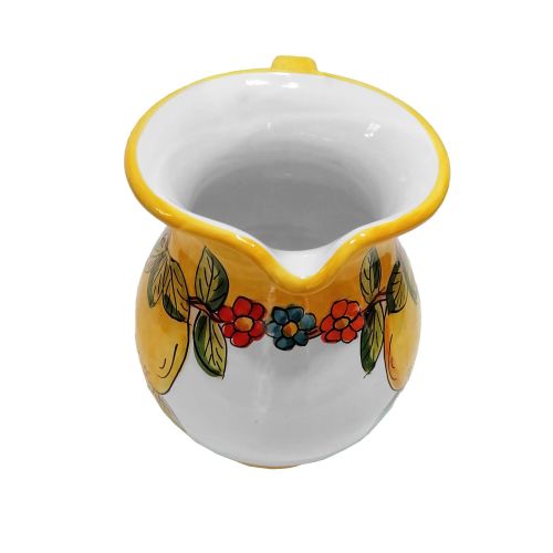 Bulbous Pitcher. Lemons & Flowers Line. Vietri ceramics. Hand-painted.