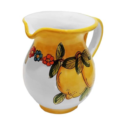 Carafe Bombée. Ligne Citrons et Fleurs. Céramique de Vietri. Peinte à la main.