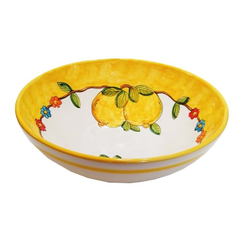 Smooth deep salad bowl. Lemons & Flowers line. Vietri ceramic. Hand-painted.