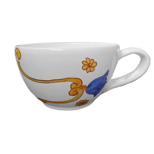 Cup pod holder. Flower and white background. Handpainted...