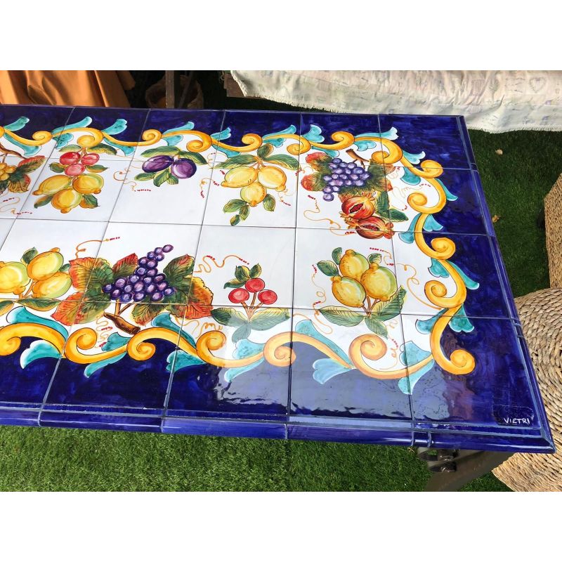 Rectangular tile table. Baroque. hand painted....