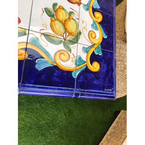 Rectangular tile table. Baroque. hand painted. Vietri ceramics