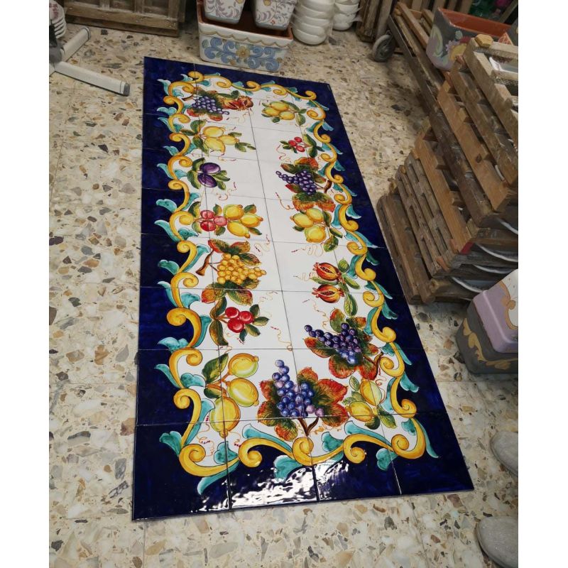 Rectangular tile table. Baroque. hand painted....