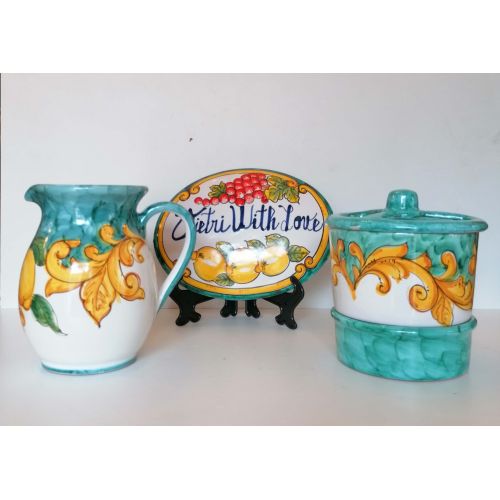 Cutlery Drainer. Baroque and Lemons Collection. Hand-Painted Vietri Ceramics.