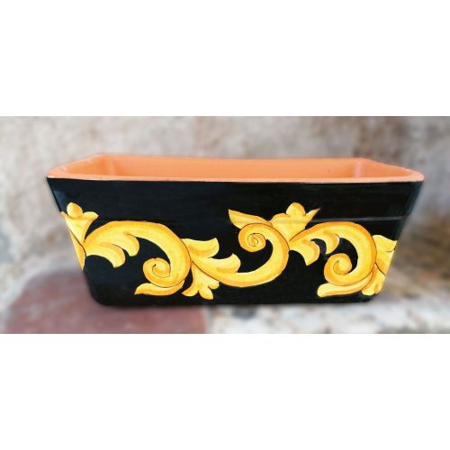 Rectangular Planter. Black Base with Baroque. Vietri...