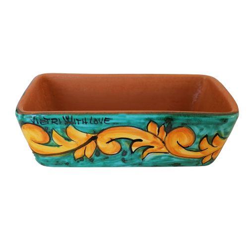 Mini rectangular planter. Baroque style. Vietri ceramic. Hand-painted.