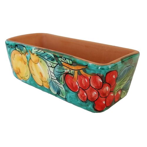Mini maceta rectangular. Limones y uvas. Cerámica de Vietri. Pintada a mano.