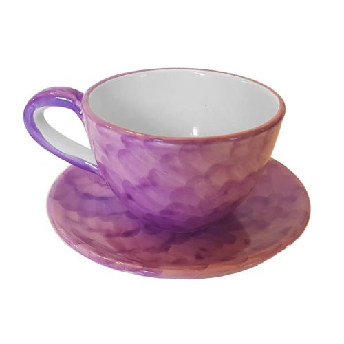 Taza. Ideal para leche, capuchino o té. Línea Pincelada. Cerámica de Vietri. Pintada a mano.