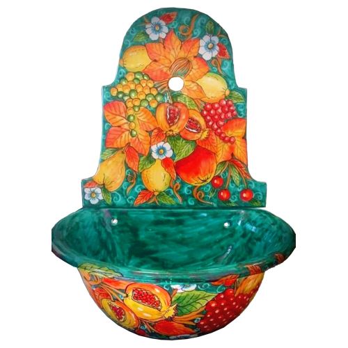 Garden fountain. Fruit line. Vietri ceramic,...