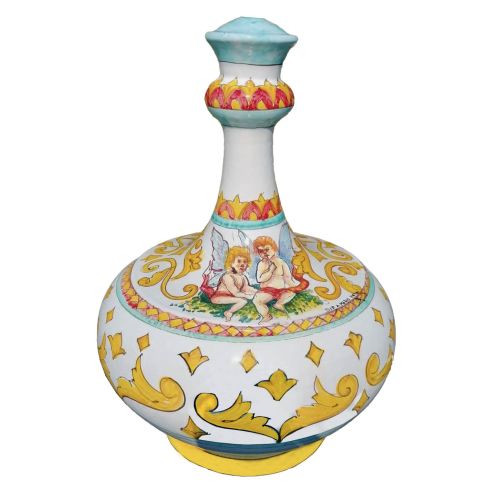 Lume decoro barocco fondo bianco. Ceramica Di vietri...