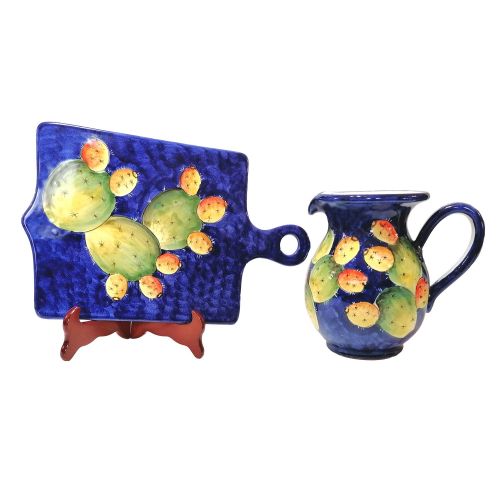 Bulbous Pitcher. Fruit Line. Prickly Pear Decor. Vietri ceramics. Hand-painted.