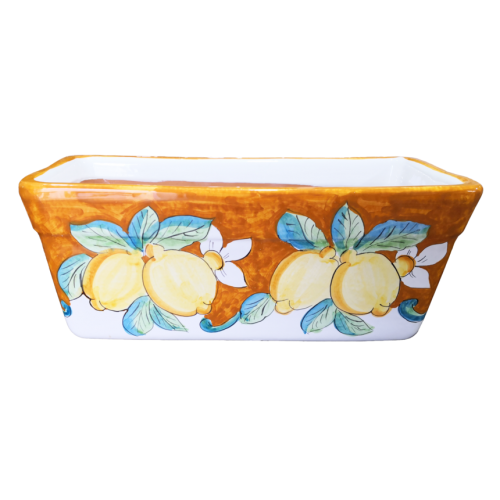 Jardinière rectangulaire – Fond orange et citrons....