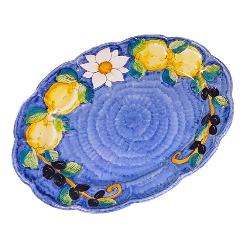 Oval scalloped serving plate. Lemons & Olives...