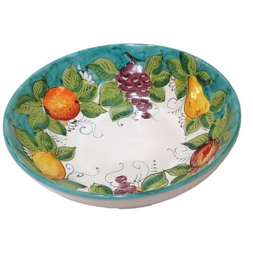 Glatte tiefe Salatschüssel. Obst-Linie. Vietri-Keramik. Handbemalt.