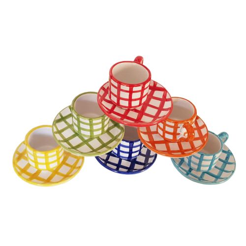 Set tazzina e piattino. Linea Righe. Ceramica di Vietri.... 2
