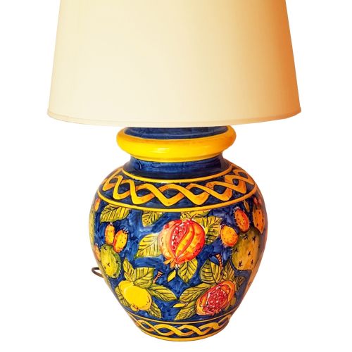 Lamp fruit line blue. handpainted Vietri ceramic 2
