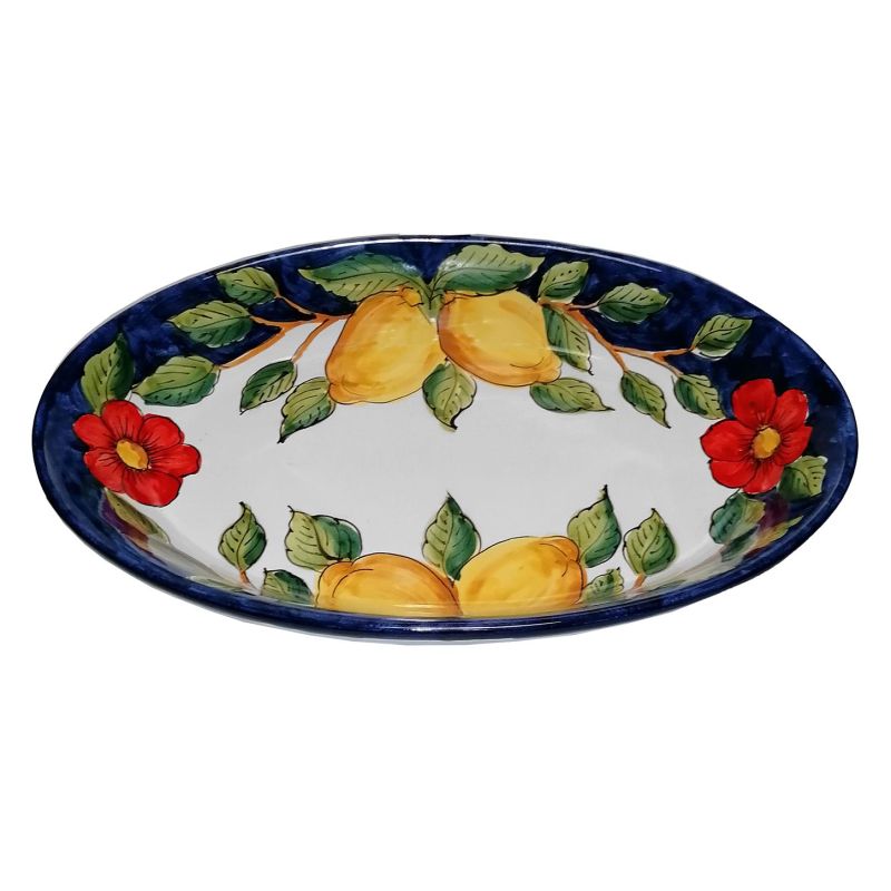 Oval serving plate with shallow bowl. Flowers &...