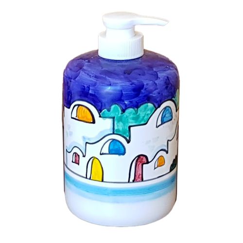Soap Dispenser houses line blue handpainted Vietri ceramic