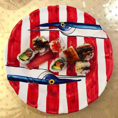 Restaurant Line - Plate. Stripes Line. Vietri Ceramic. Hand-Painted.