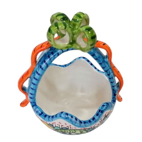 Cestino Pasquale porta caramelle. Ceramica di vietri.