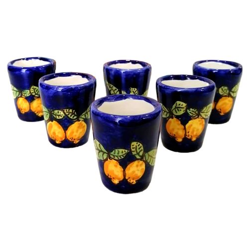 Set for Limoncello Lemons and blue background Line....