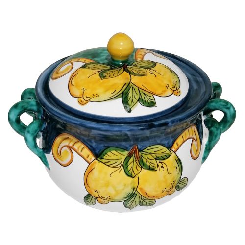 Biscottiera linea Limoni col Blu. Ceramica di Vietri...