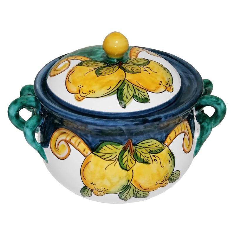 Biscottiera linea Limoni col Blu. Ceramica di...