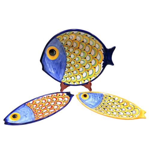 Piatto Forma Pesce. Ceramica vietrese. Dipinto a mano