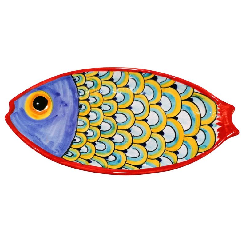 Teller in Fischform. Vietri-Keramik. Handbemalt.
