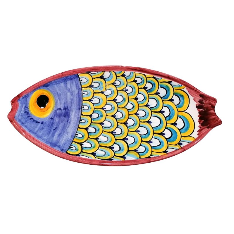 Teller in Fischform. Vietri-Keramik. Handbemalt.