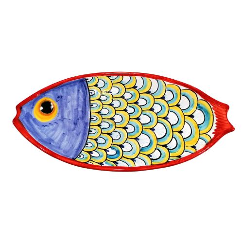 Piatto Forma Pesce. Ceramica vietrese. Dipinto a mano
