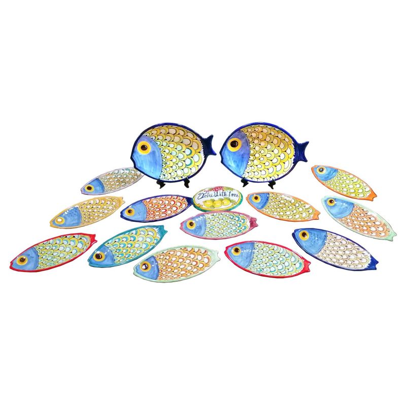 Teller in Fischform. Vietri-Keramik. Handbemalt.