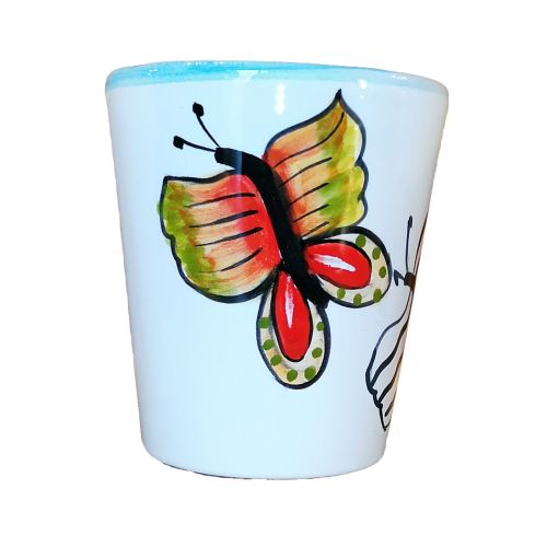 Glass. Butterfly Line. Vietri Ceramic. Hand-Painted.