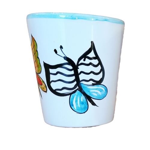 Bicchiere. Linea Farfalle. Ceramica vietrese. Dipinta a mano