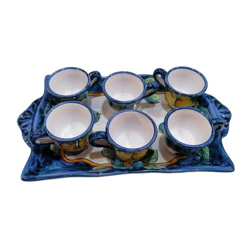 Bandeja con 6 tazas. Línea Limones. Cerámica de Vietri.... 2