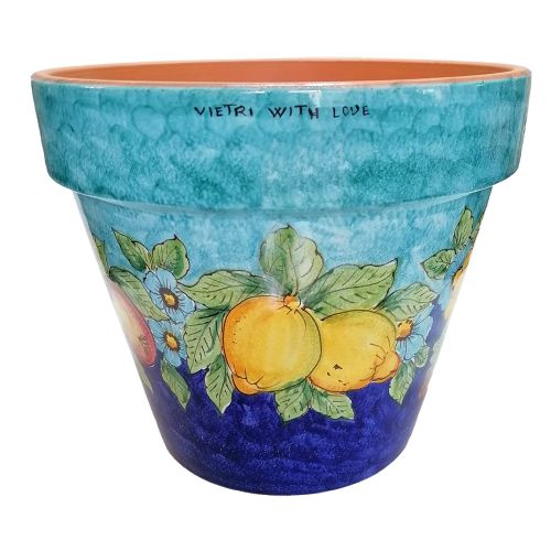 Conical pot for plants Copper green blue lemons and...