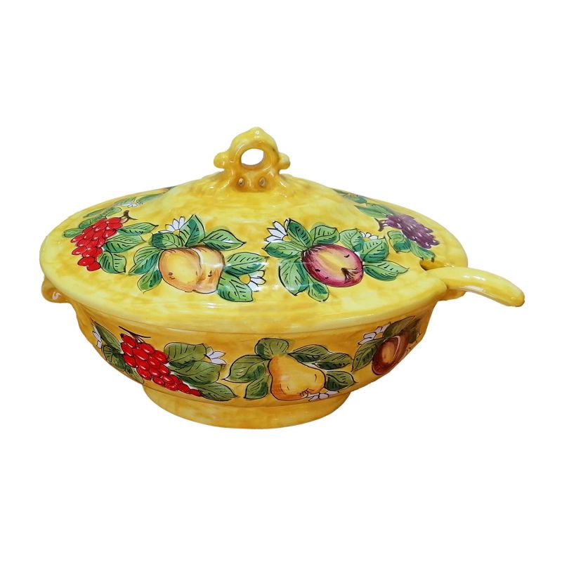 Zuppiera con mestolo. Linea Frutta. Ceramica di...