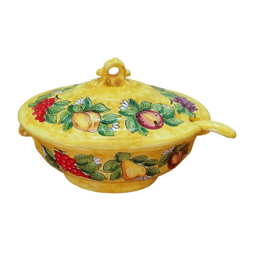 Soup Tureen with Ladle. Fruit Collection. Hand-Painted Vietri Ceramics.