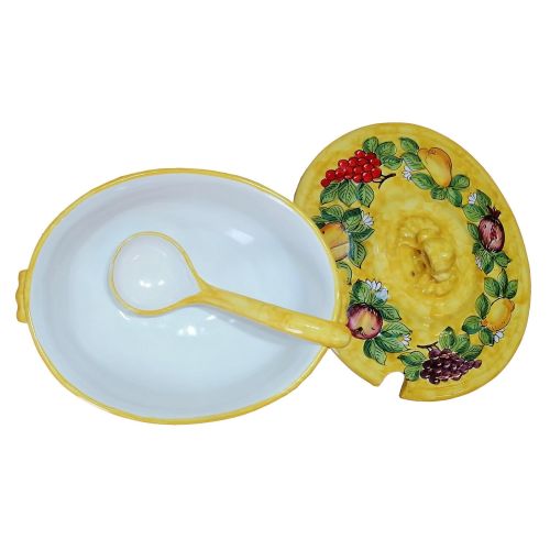 Soup Tureen with Ladle. Fruit Collection. Hand-Painted Vietri Ceramics.