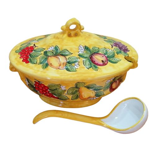 Sopera con Cucharón. Colección Frutas. Cerámica de Vietri Pintada a Mano.