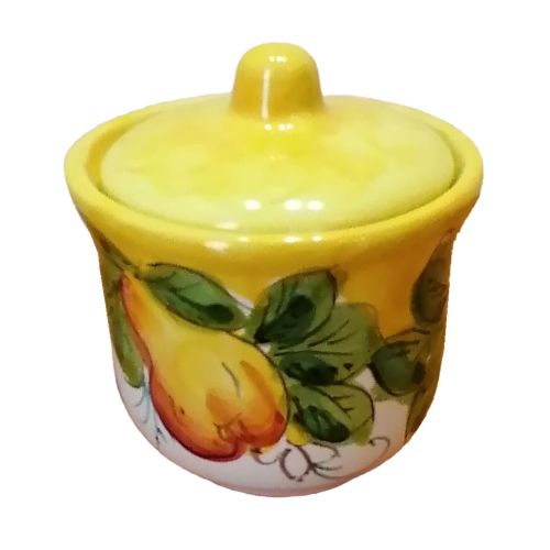 Tray with 12 cups and sugar bowl. Fruit line. Vietri ceramic. Hand-painted.