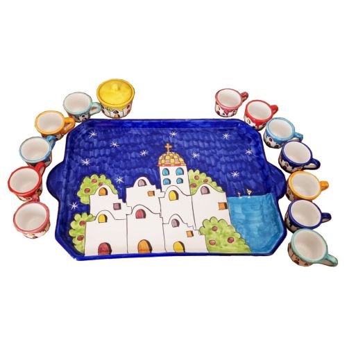 Tray with 12 cups and sugar bowl. Little Houses line.... 2