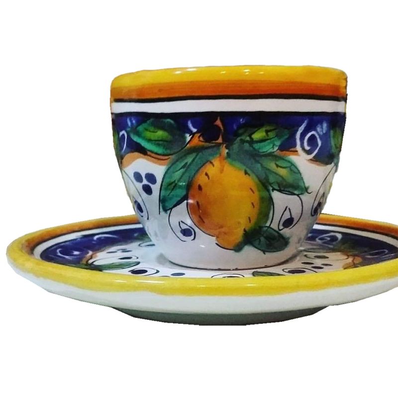 Coffee cup with saucer. Lemons Line. Vietri...
