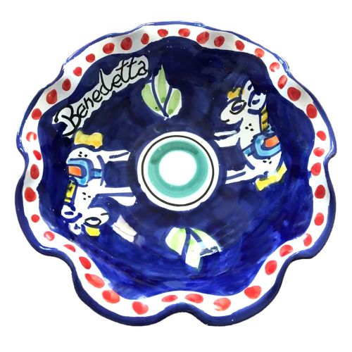 Coppa smerlata. Linea Animaletti. Ceramica di Vietri...