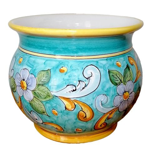 Cachepot Portapianta. Linea Barocco e Fiori. Ceramica di Vietri. Dipinta a mano.