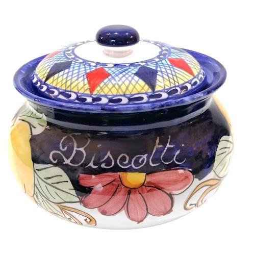 Biscuit Jar. Double Pattern and Geometric Collection. Hand-Painted Vietri Ceramics.